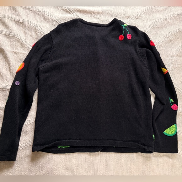 Vintage Rare Talbots Cardigan with Whimsical Fruit Embroidery Playful Buttons - Picture 6 of 7